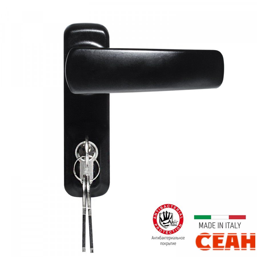 Внешняя нажимная ручка DOORLOCK PD900FR/H1, с цилиндром, черная.