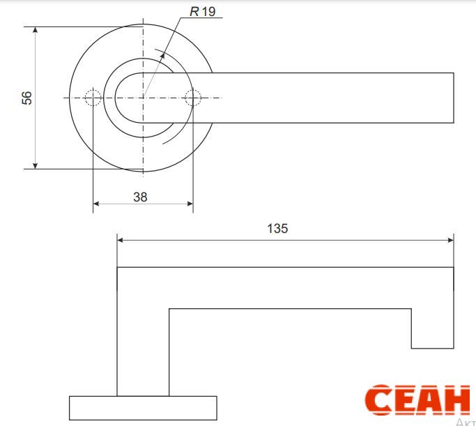 Avers H-0203-BL-RE (DP-C-02) (B2B) с накладками черная под ц/м  Комплект ручек (24)