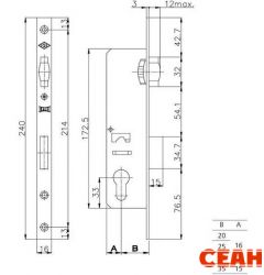 KALE 155/P 30mm W/B б/о хром без ЦМ Замок врезной б/руч (30)