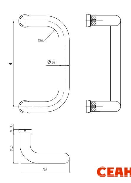 ЛДМ ручка офисная АРД-01 (300х30 мм) мм корич. 8017  Ручка-скоба (10)