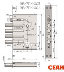 Крит ЗВ-7РК-004-Хп б/о, без ЦМ, м/о 85мм арт.00011 Замок врезной тяж.(10)