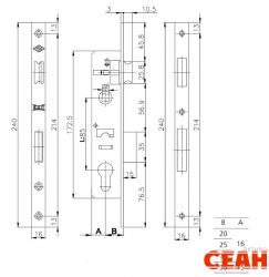 KALE 153/P 20mm W/B хром б/о, б/н, б/мех.секр м/о 85мм Замок врезной б/руч (30)