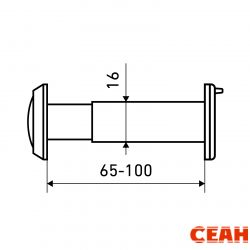 ЗАМКОФФ ГД d=16 (30) мм 65-90мм пластик хром Глазок дверной  (1000,50)