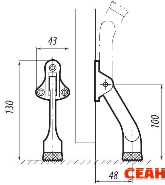 Фиксатор дверной СТН-0960 (8017) корич. (100,5!!!)
