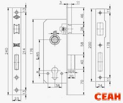 KALE 152/R 40mm W/B латунь б/мех.секр Замок врезной б/руч (30)